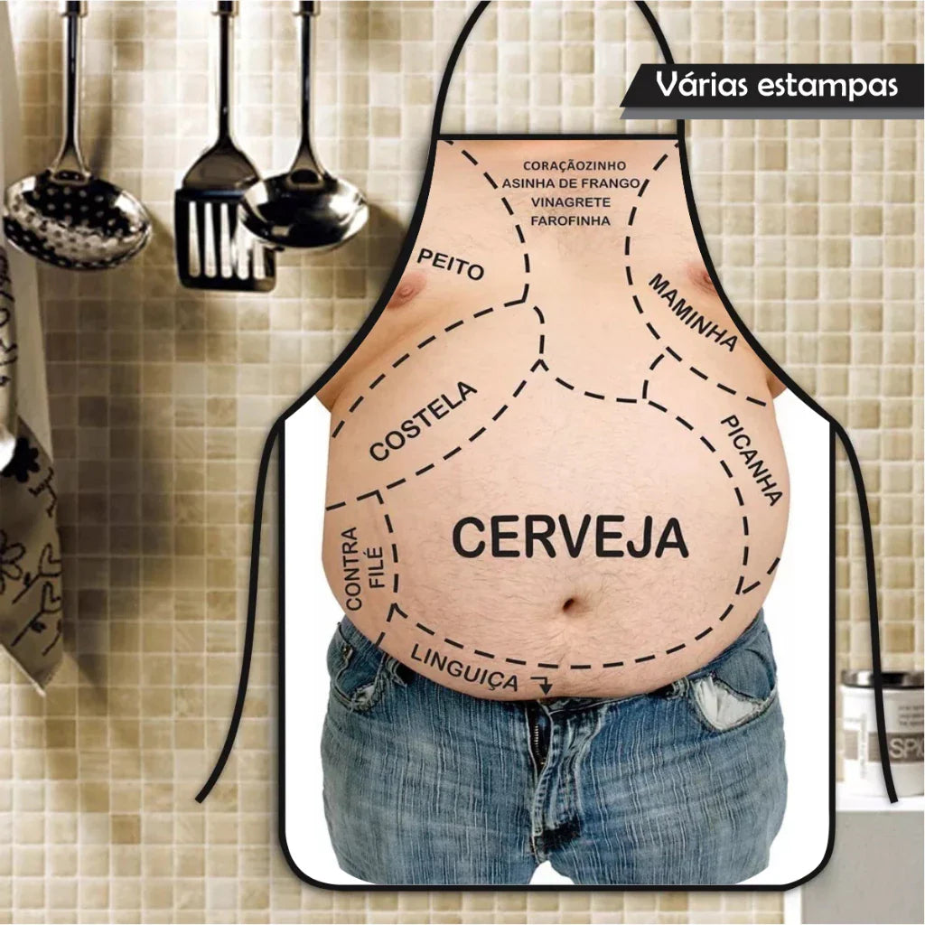 Avental Churrasqueiro Engraçado | Presente Criativo para Amigo Secreto e Festas
