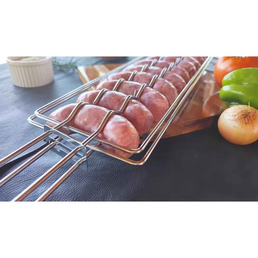 Grelha Linguiça ChefPro | Suculência Máxima e Virada Fácil Sem Furar