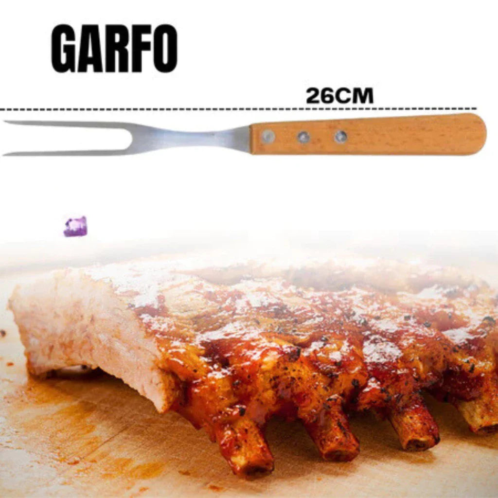 Kit Presente Churrasco Premium | Tábua de Bambu Ecológica e Acessórios em Inox